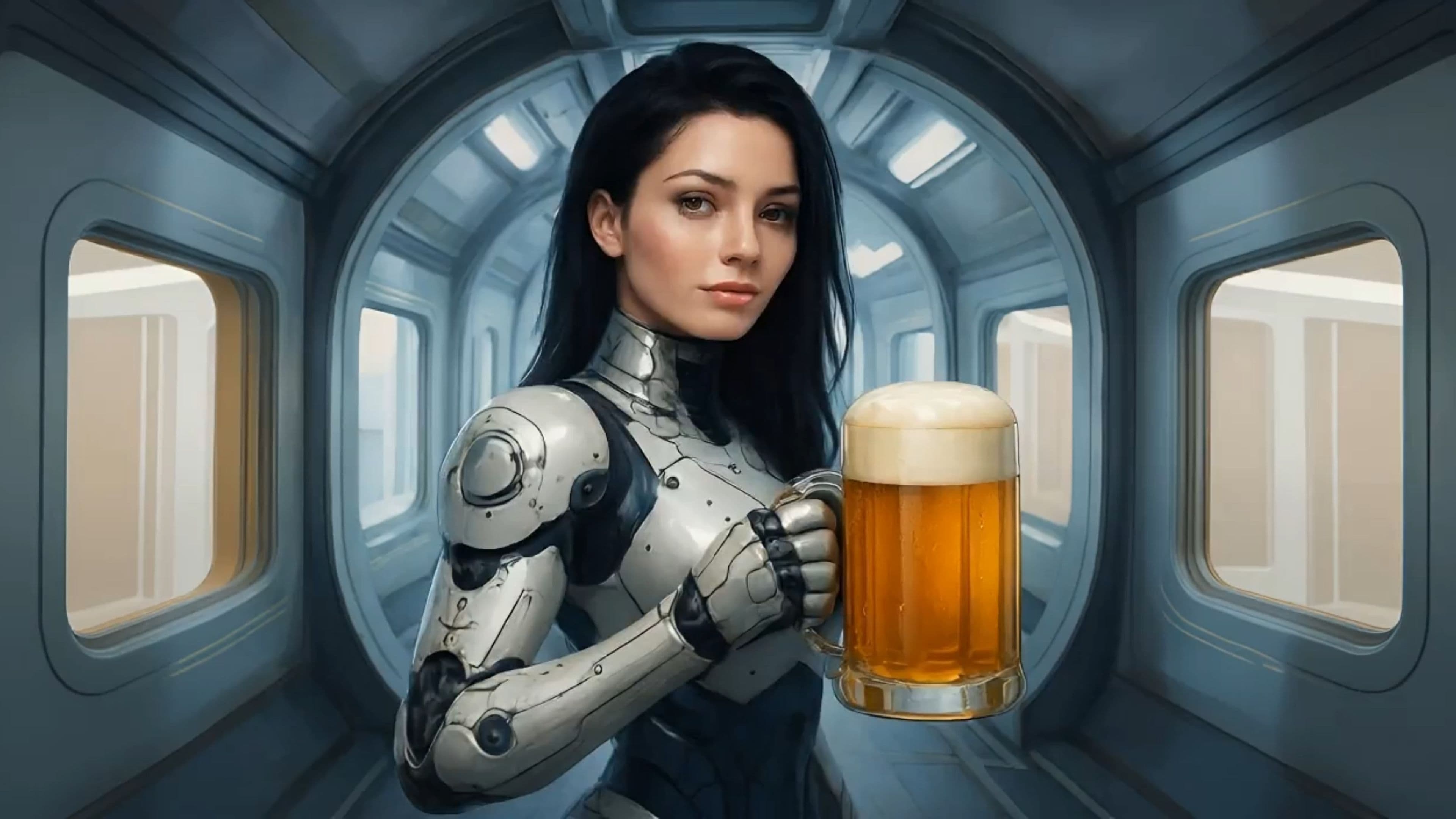 Piwonka z pełnym kuflem piwa