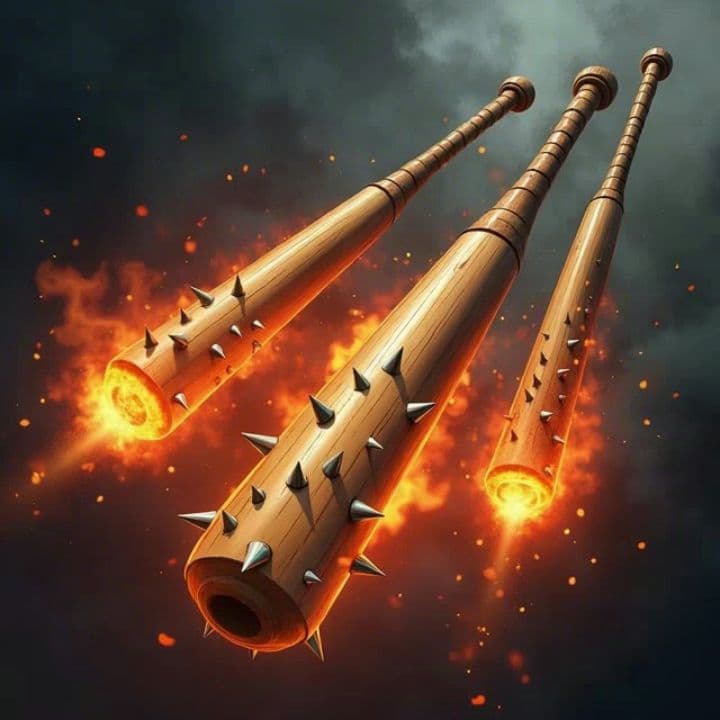 Flaming Spiked Bats in Flight