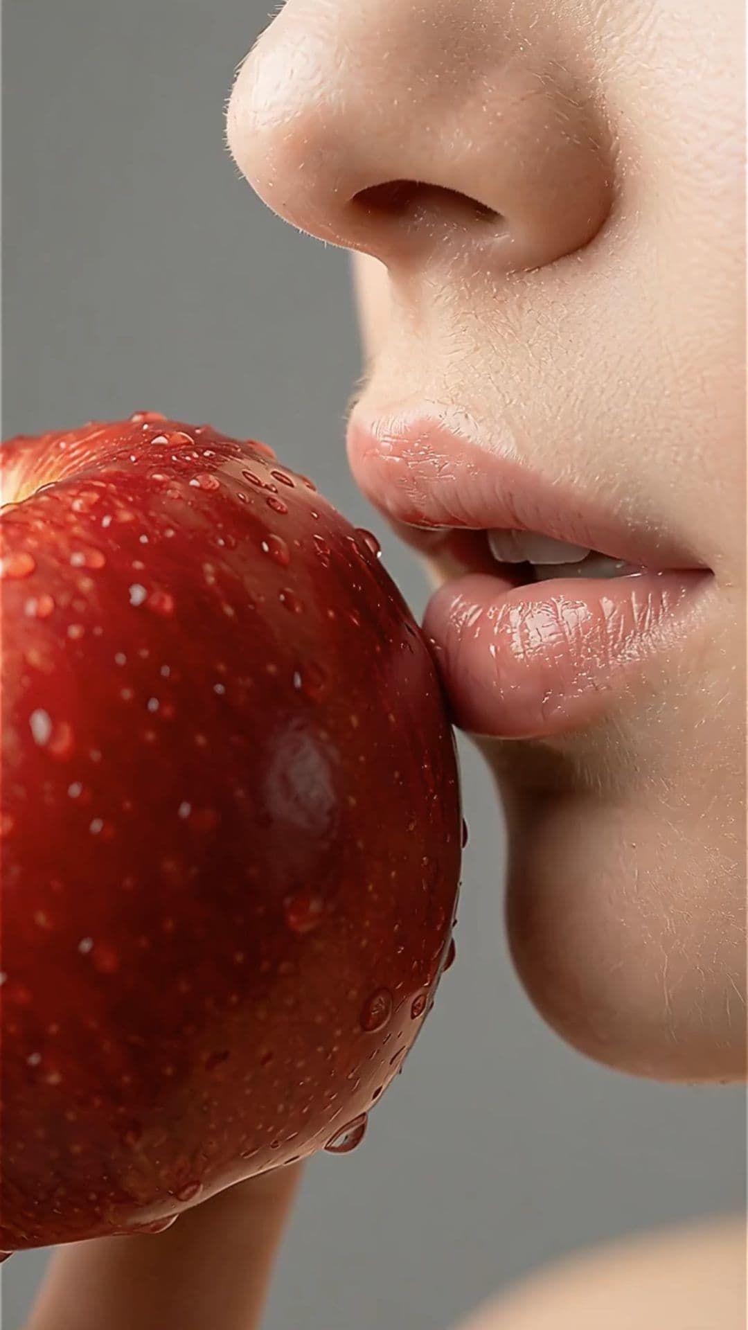 Glowing Apple Bite ASMR Macro