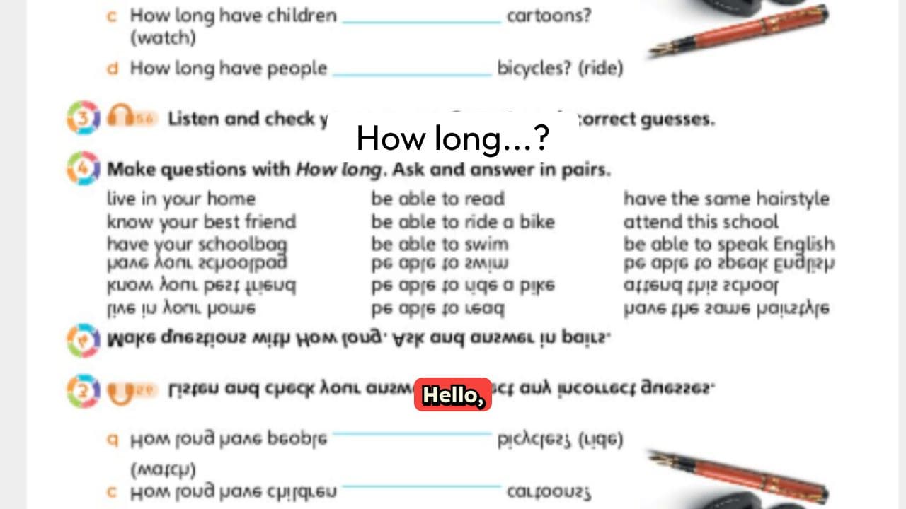 Present Perfect Questions with How Long for 3rd Graders