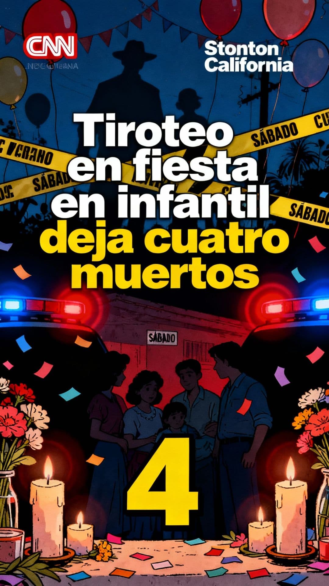 Tiroteo en fiesta infantil deja cuatro muertos