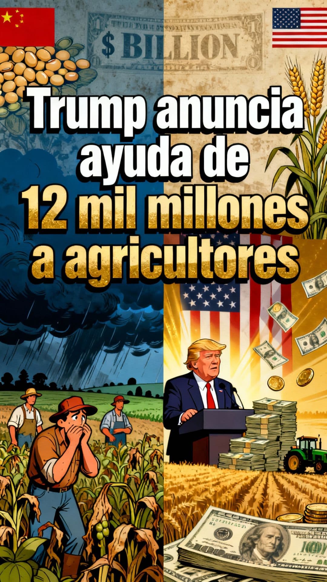 Trump anuncia ayuda de 12 mil millones a agricultores