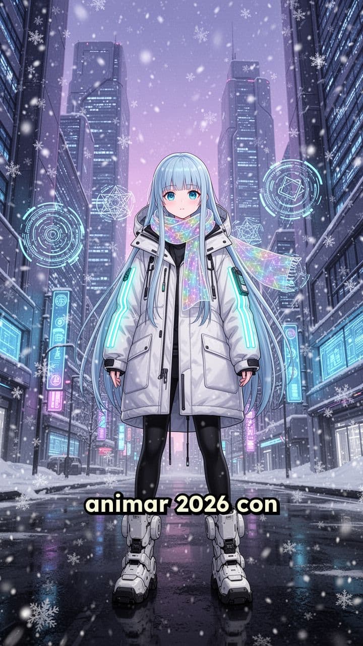 Animación 2026 con nieve y fondo frío