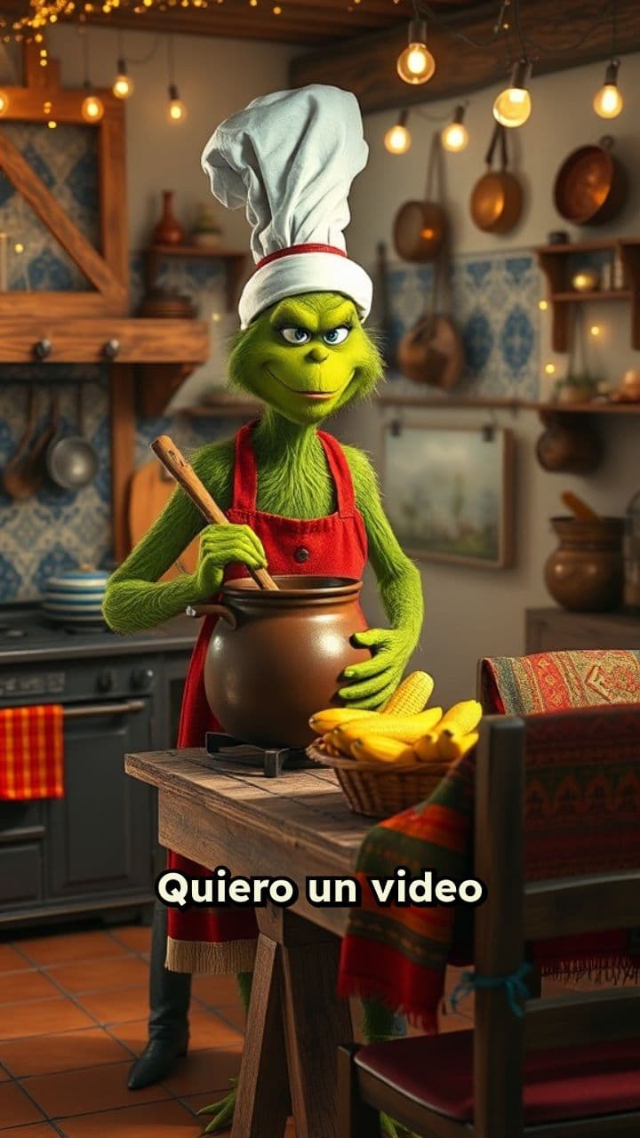 El Grinch cocina cena navideña
