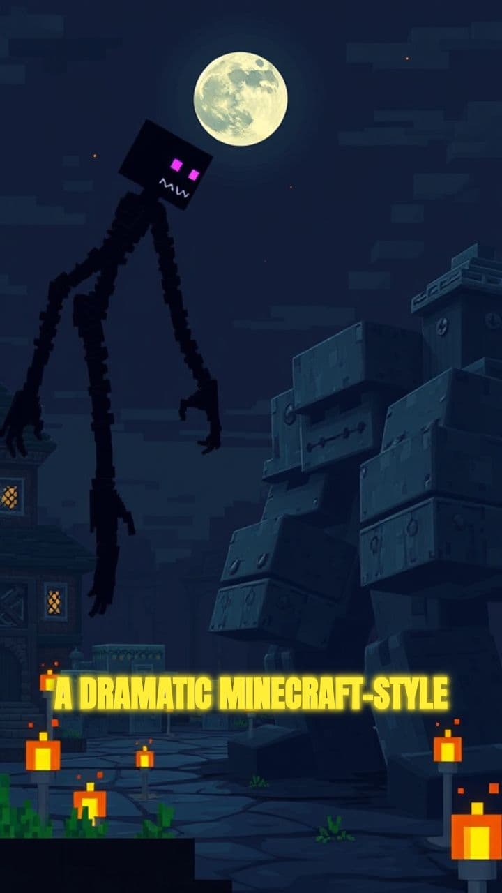 Enderman vs Iron Golem: Night Battle