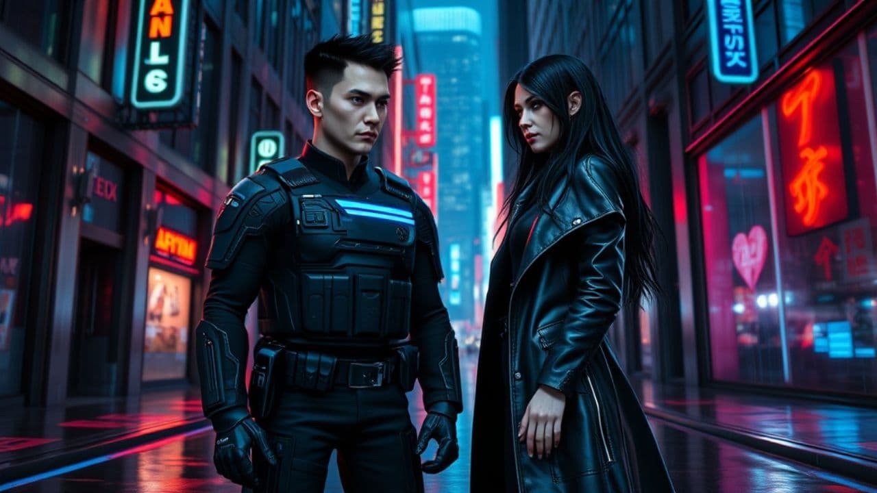 Cyborg City Encounter: Cop and Vampire