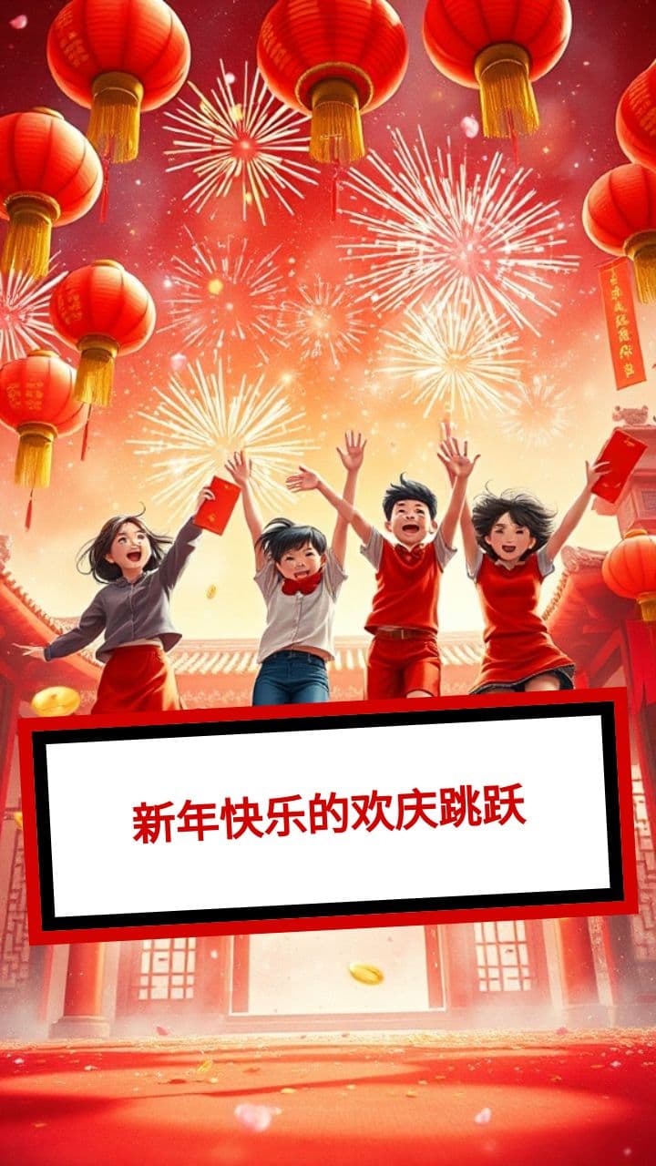 新年快乐的欢庆跳跃