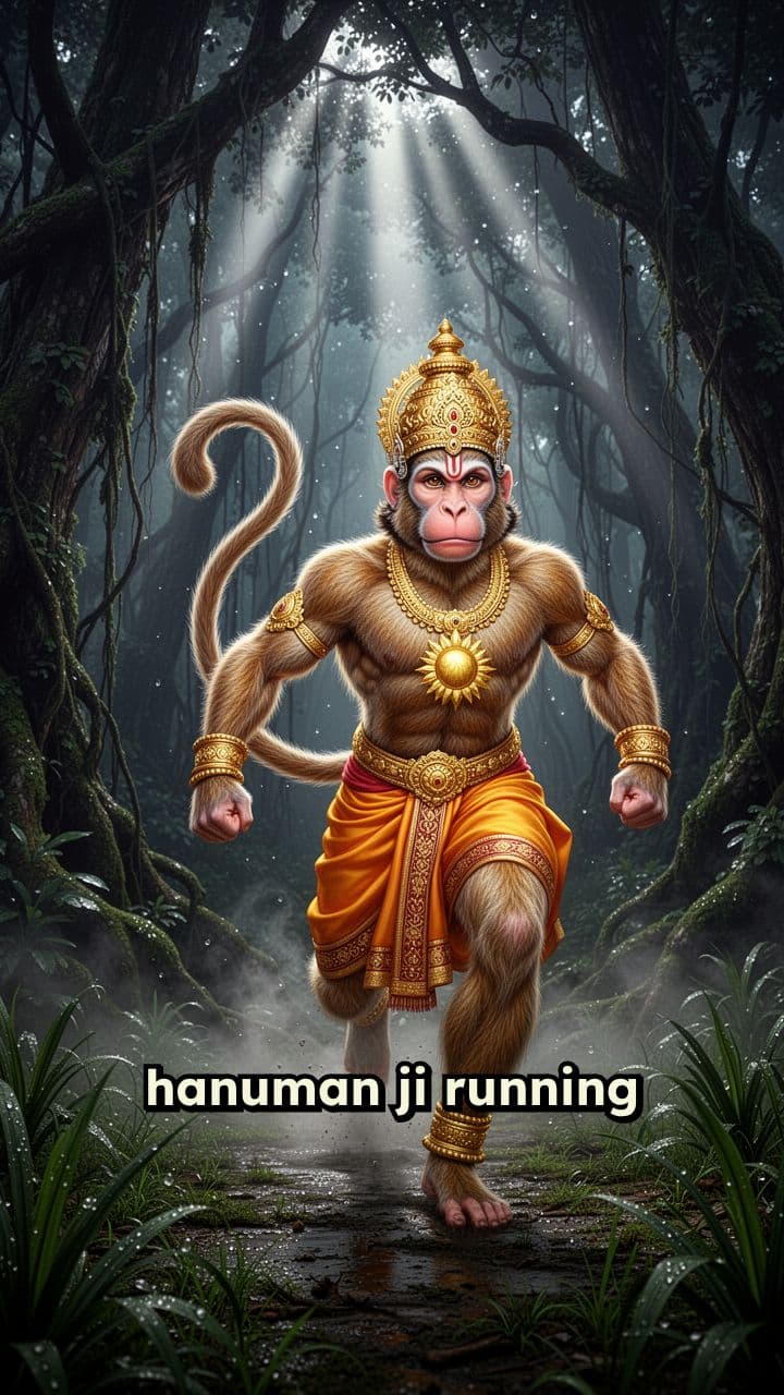 Hanuman Running Through the Jungle