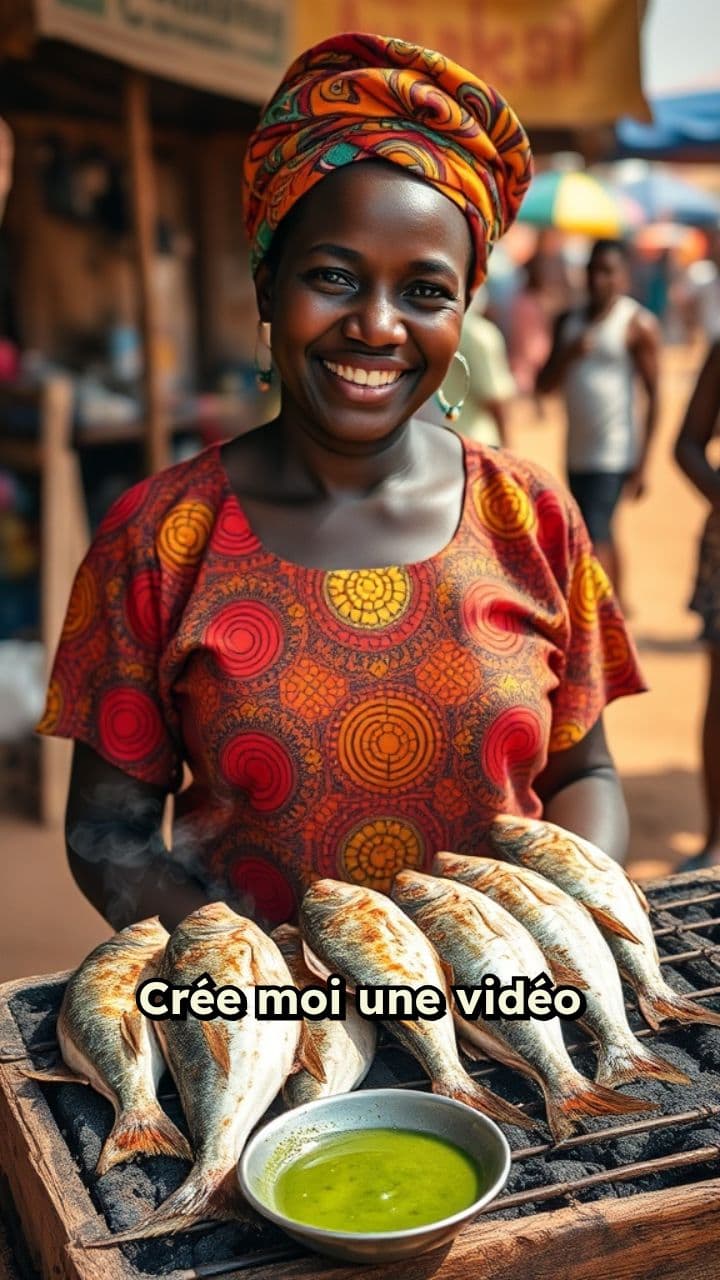 Vendeuse de poisson grillé à Cotonou