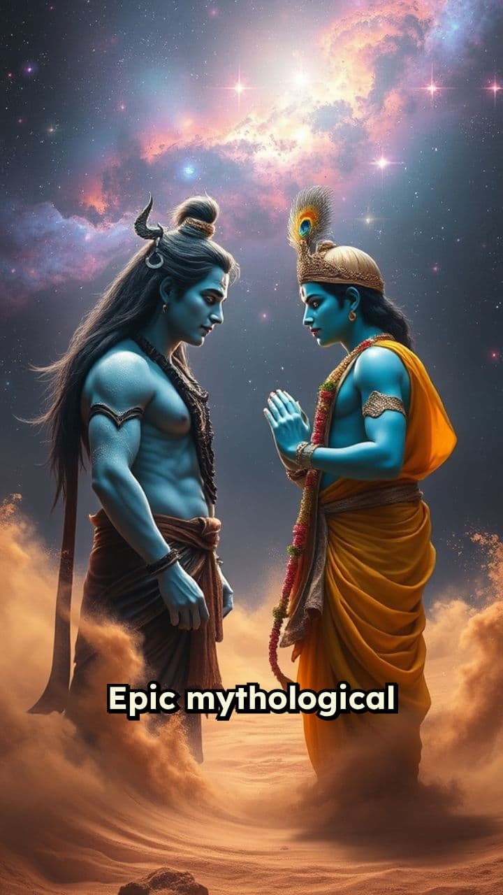 Divine Standoff: Shiva and Krishna