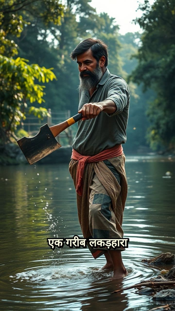 ईमानदार लकड़हारा और जल देवता (The Honest Woodcutter and the Water Deity)