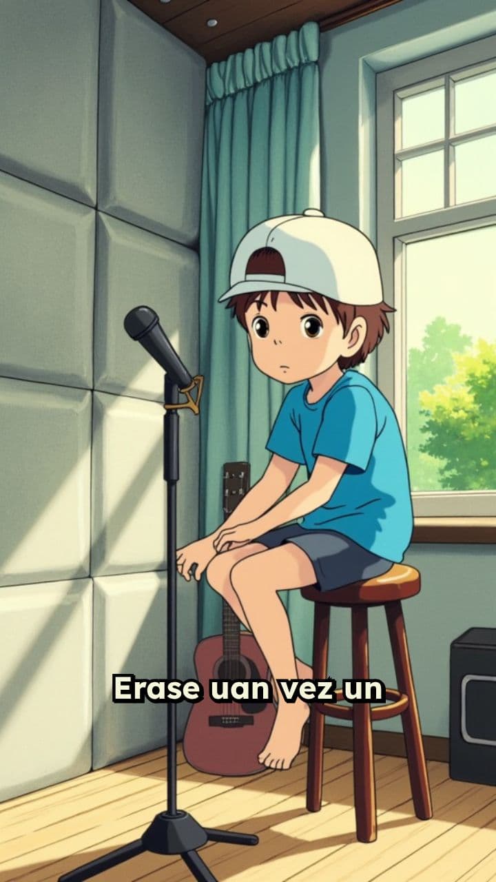 Chaval en estudio de música