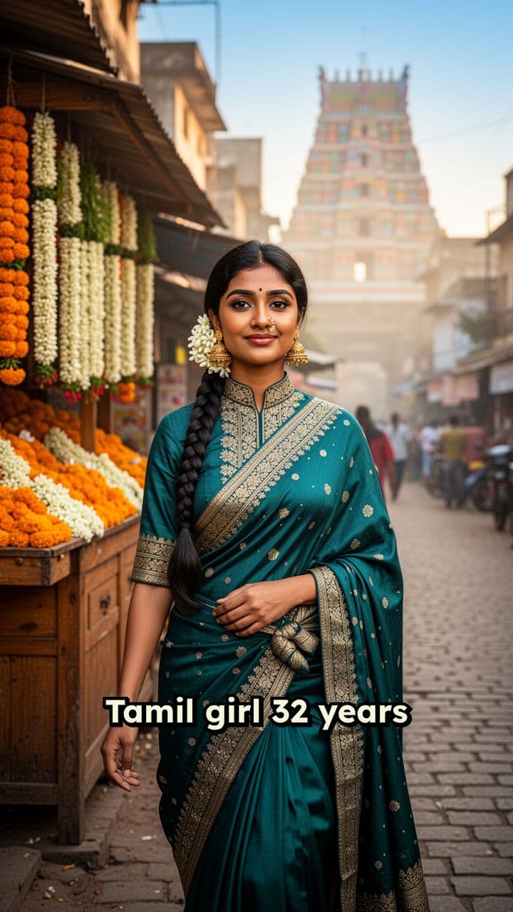 32-Year-Old Tamil Woman Walking in Street