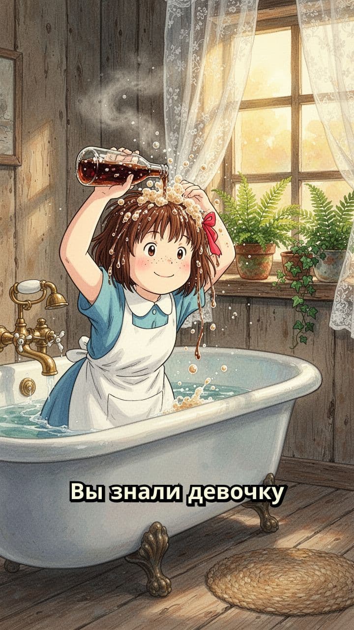 Девочка, мывшая волосы колой