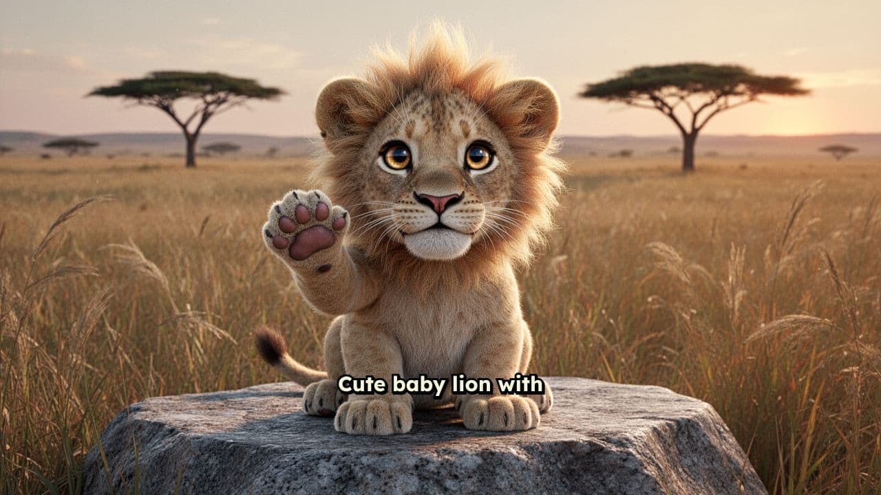 Waving Baby Lion Cub
