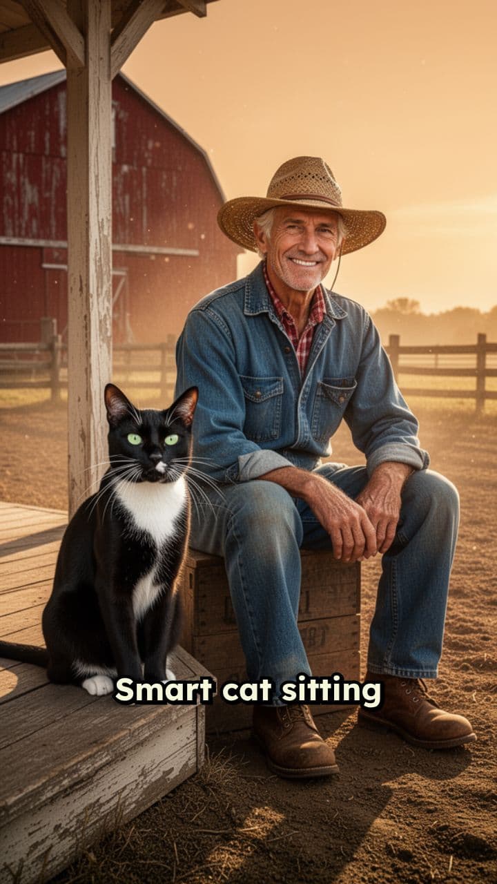 Confident Cat by the Farmer