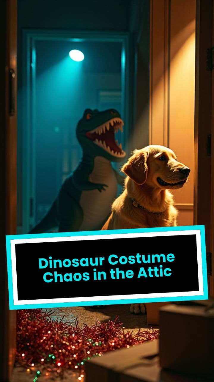 Dinosaur Costume Chaos in the Attic