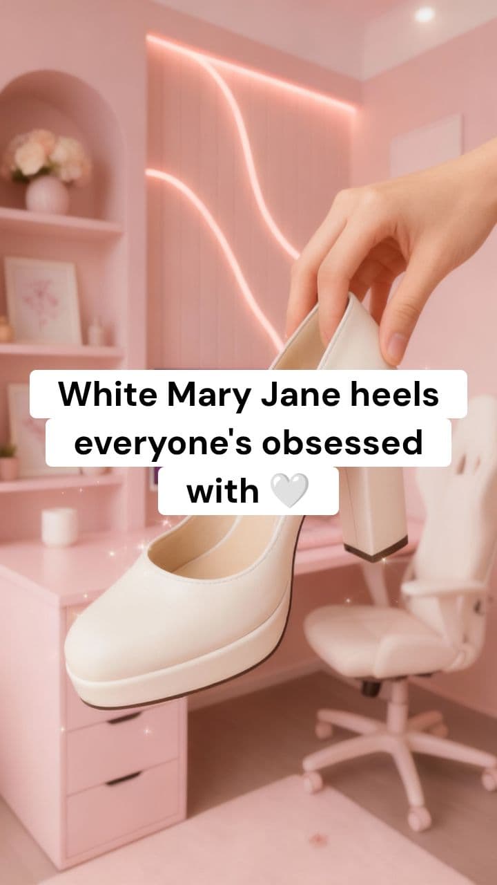 White Mary Jane Heels Promo
