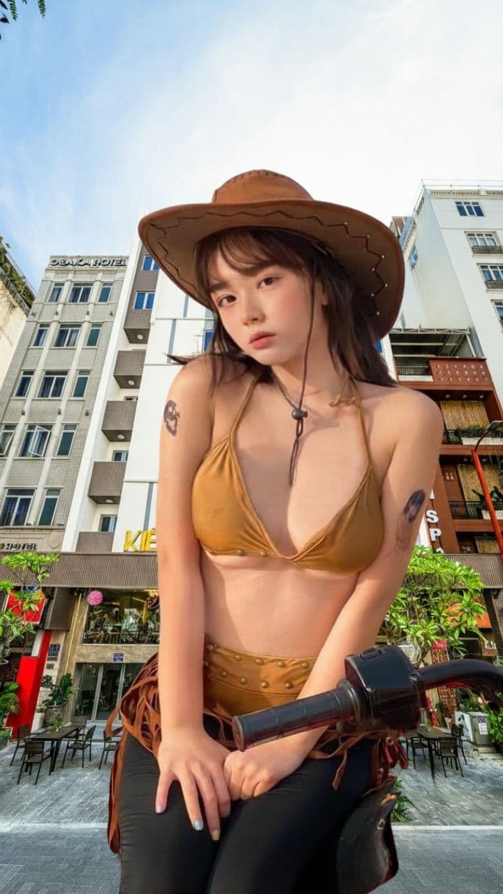 Mimi Posing at Kien's Ocean Hotel