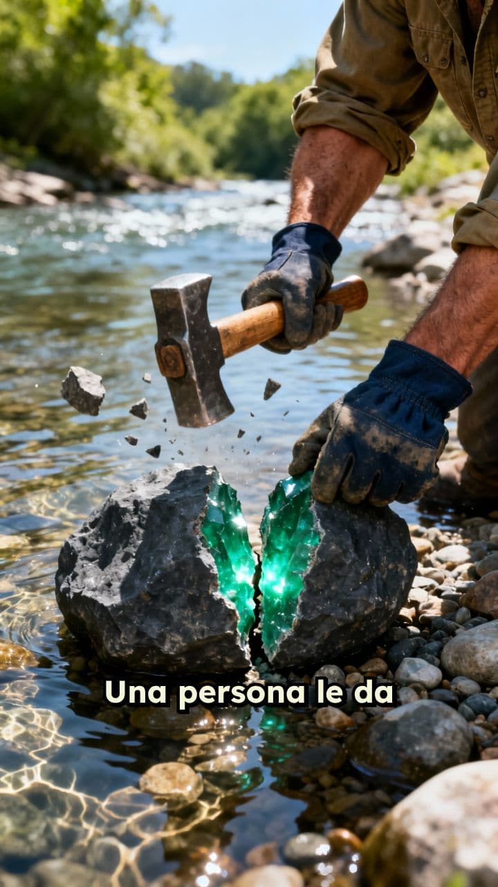 Apertura de roca con corindón verde
