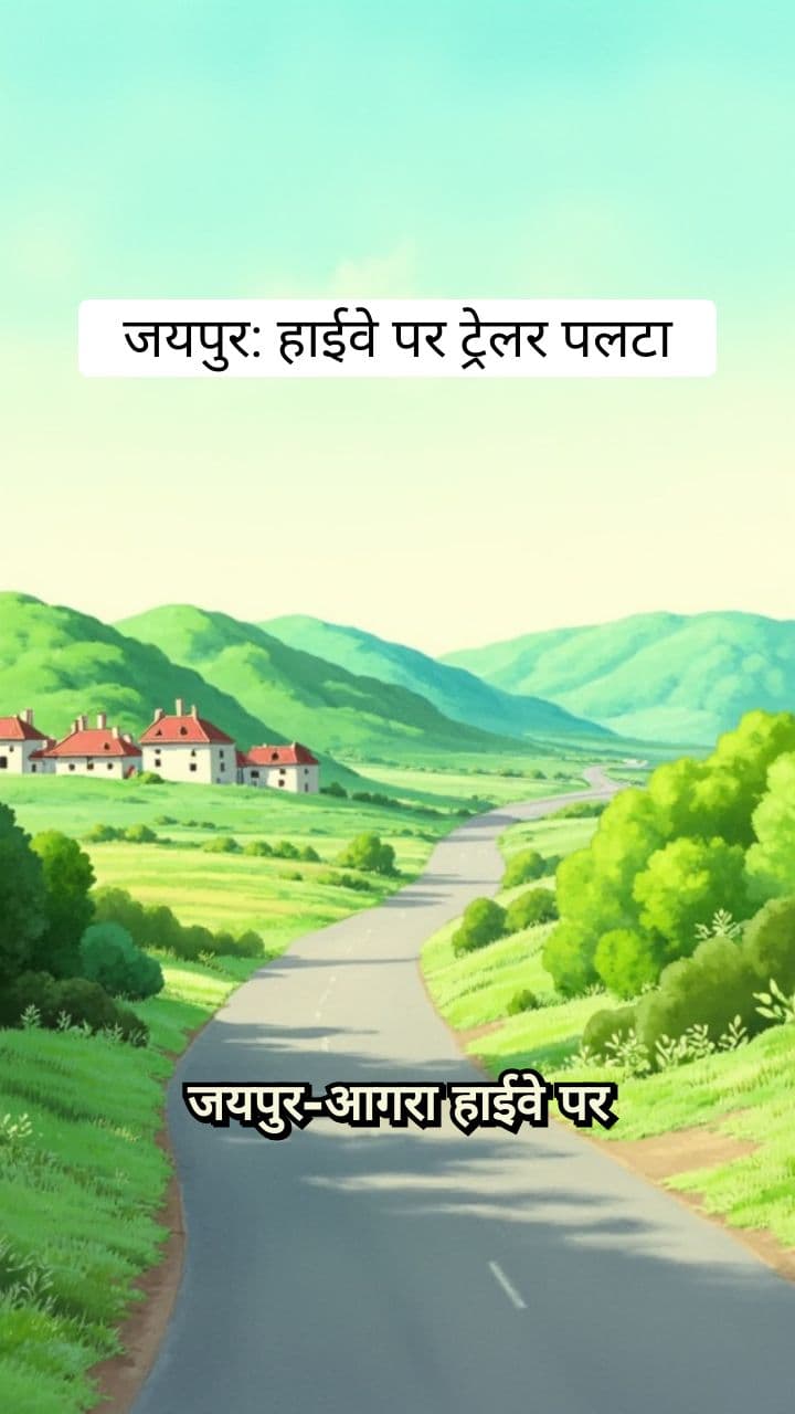 जयपुर में टाइल्स से भरा ट्रेलर पलटा