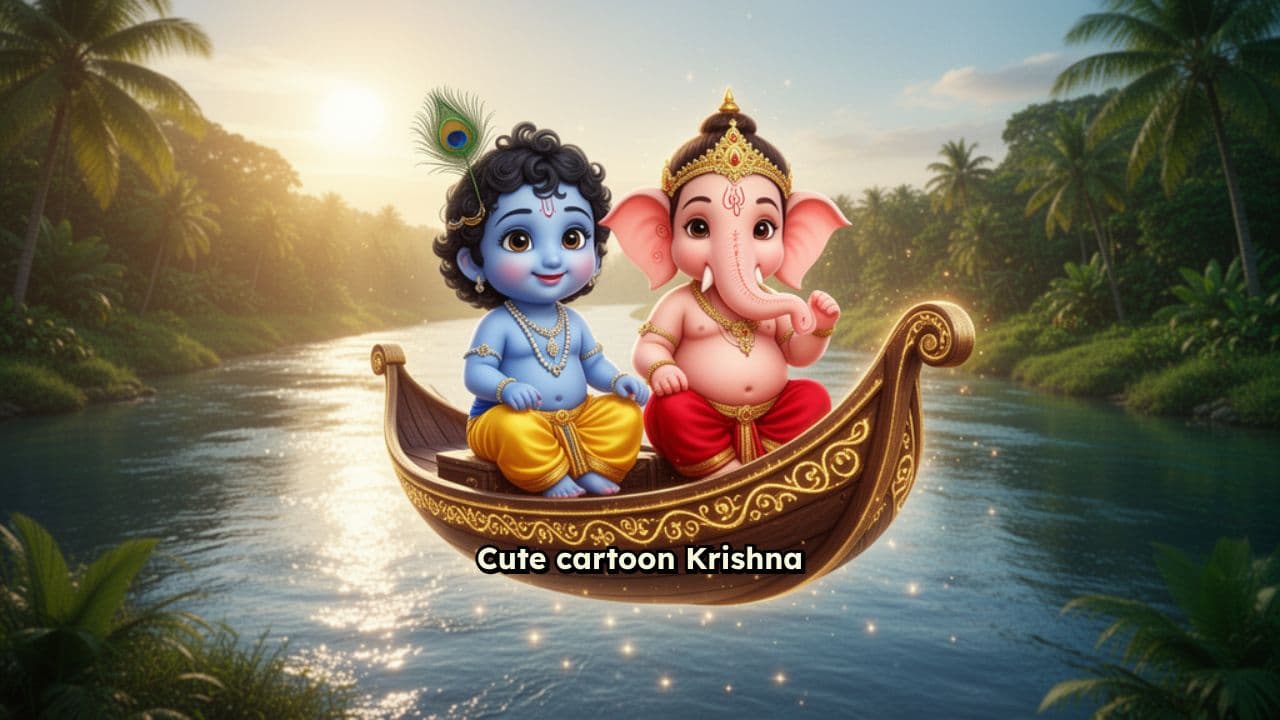 Krishna and Ganesha’s Flying Boat Storm