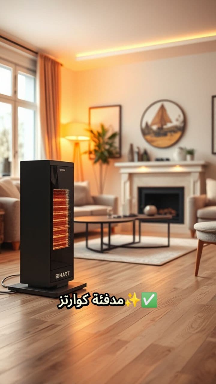 مدفئة كوارتز بتصميم عصري وآمن