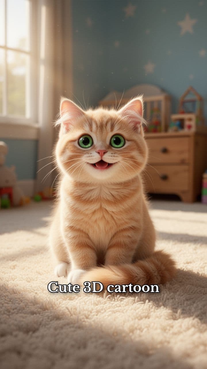 Smiling Cartoon Cat with Letter C