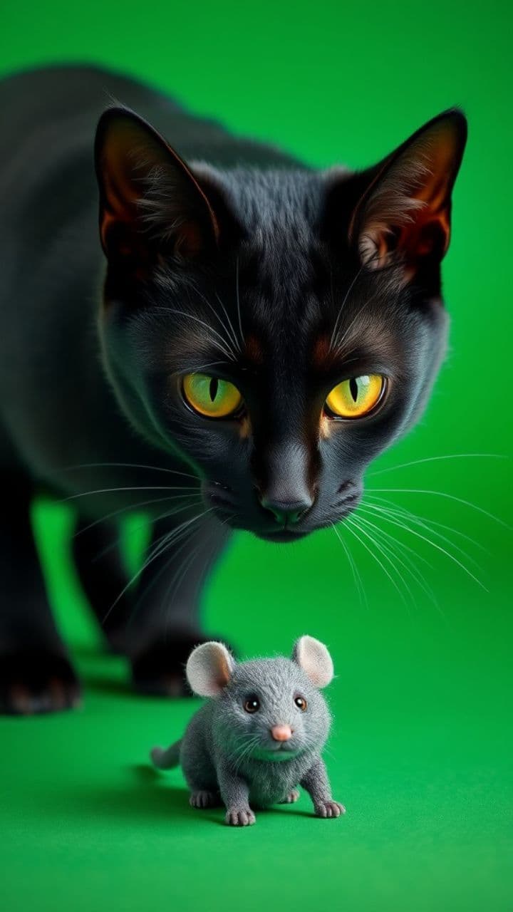 Black Cat's Playful Hunt and Dance