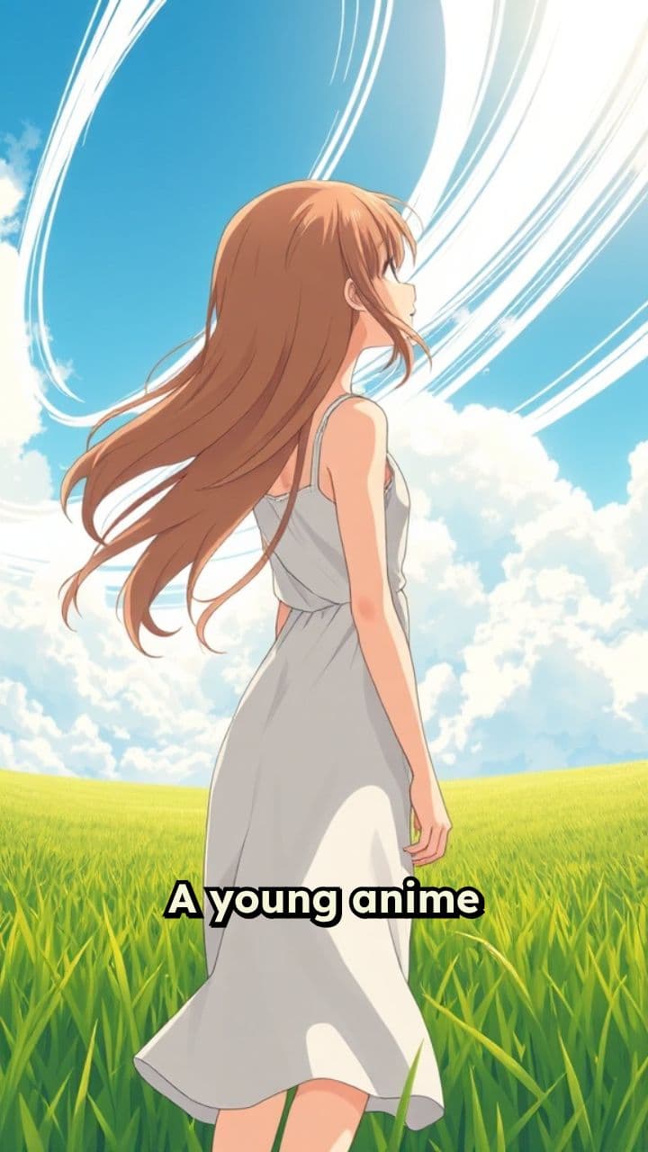 Девочка аниме под небом