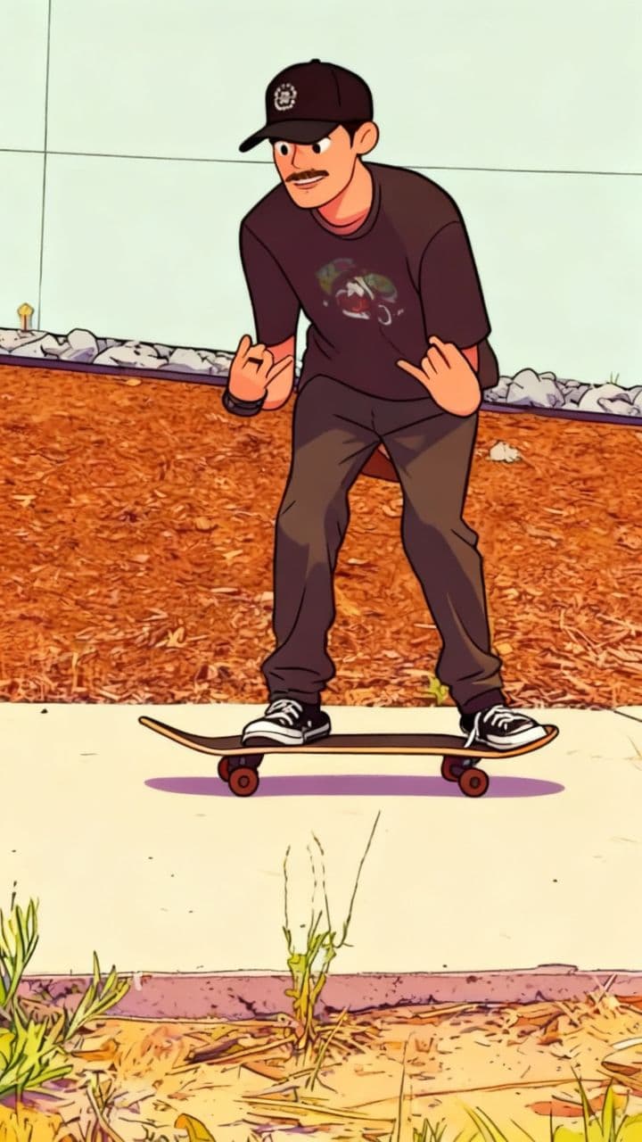 Retro Skate Kick-Flip to Ollie