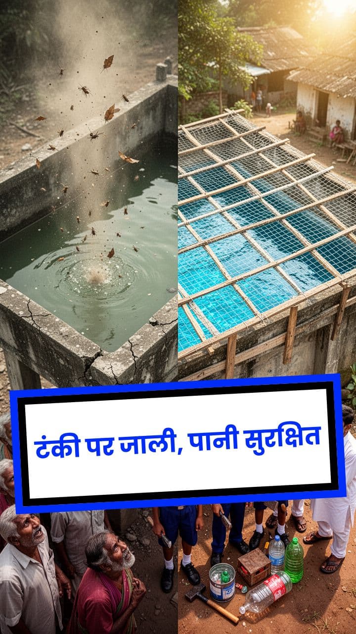 टंकी पर जाली, पानी सुरक्षित