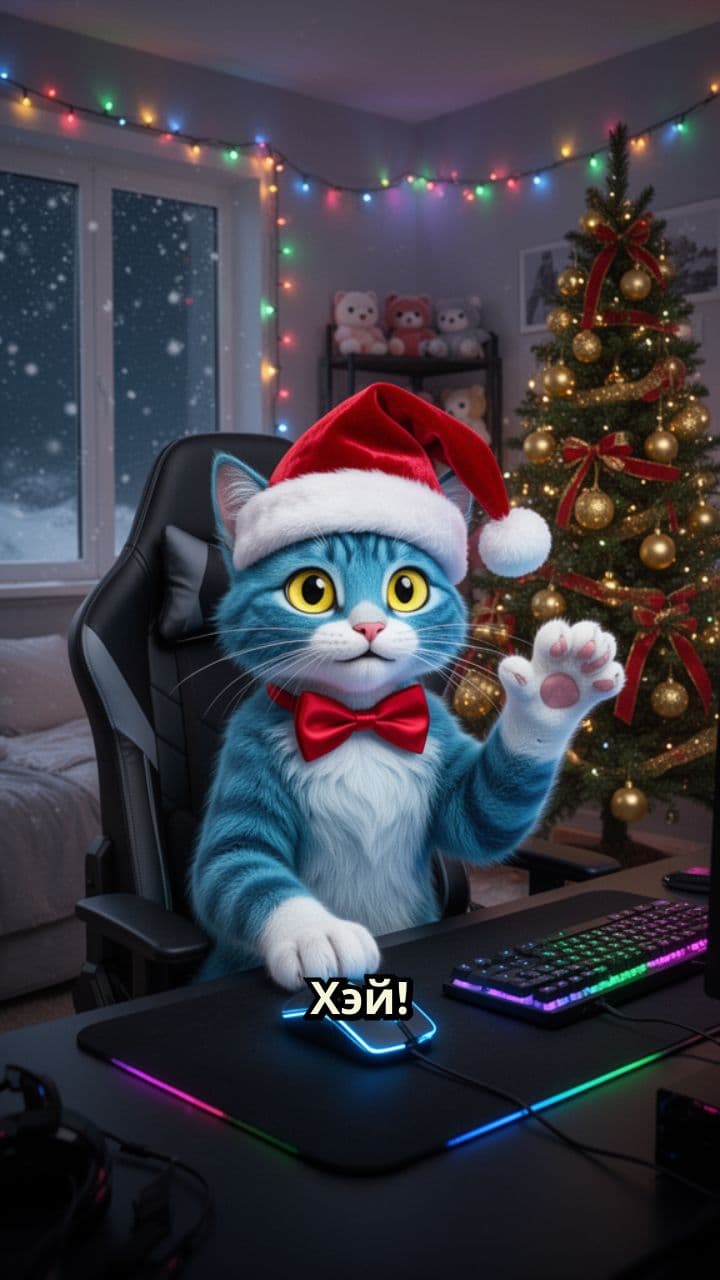 Новогодний Голубой Кот