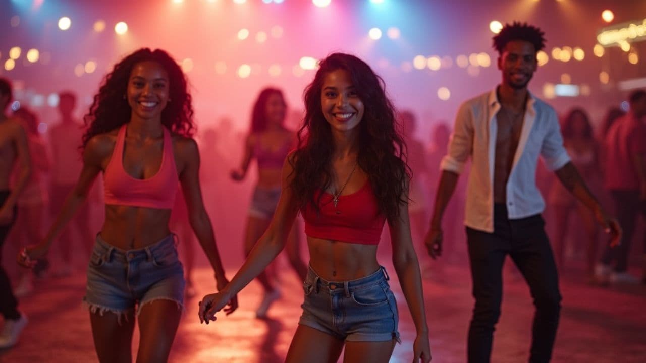 Fiesta y baile bajo la luna