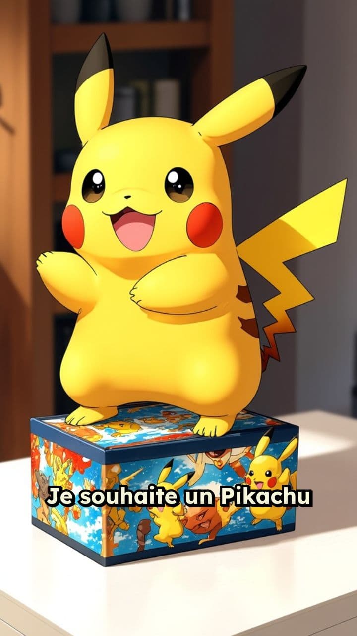 Pikachu et le coffret Pokémon à ouvrir