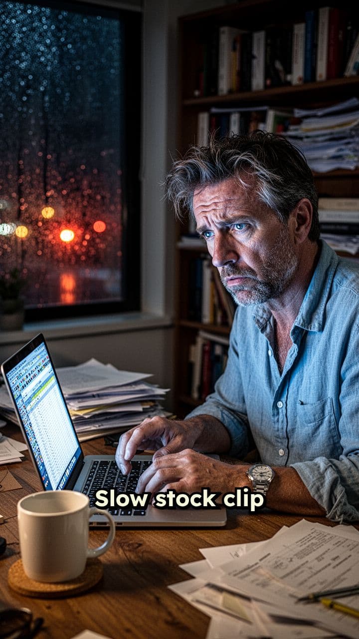 Stressed Worker Switching Laptop Tabs