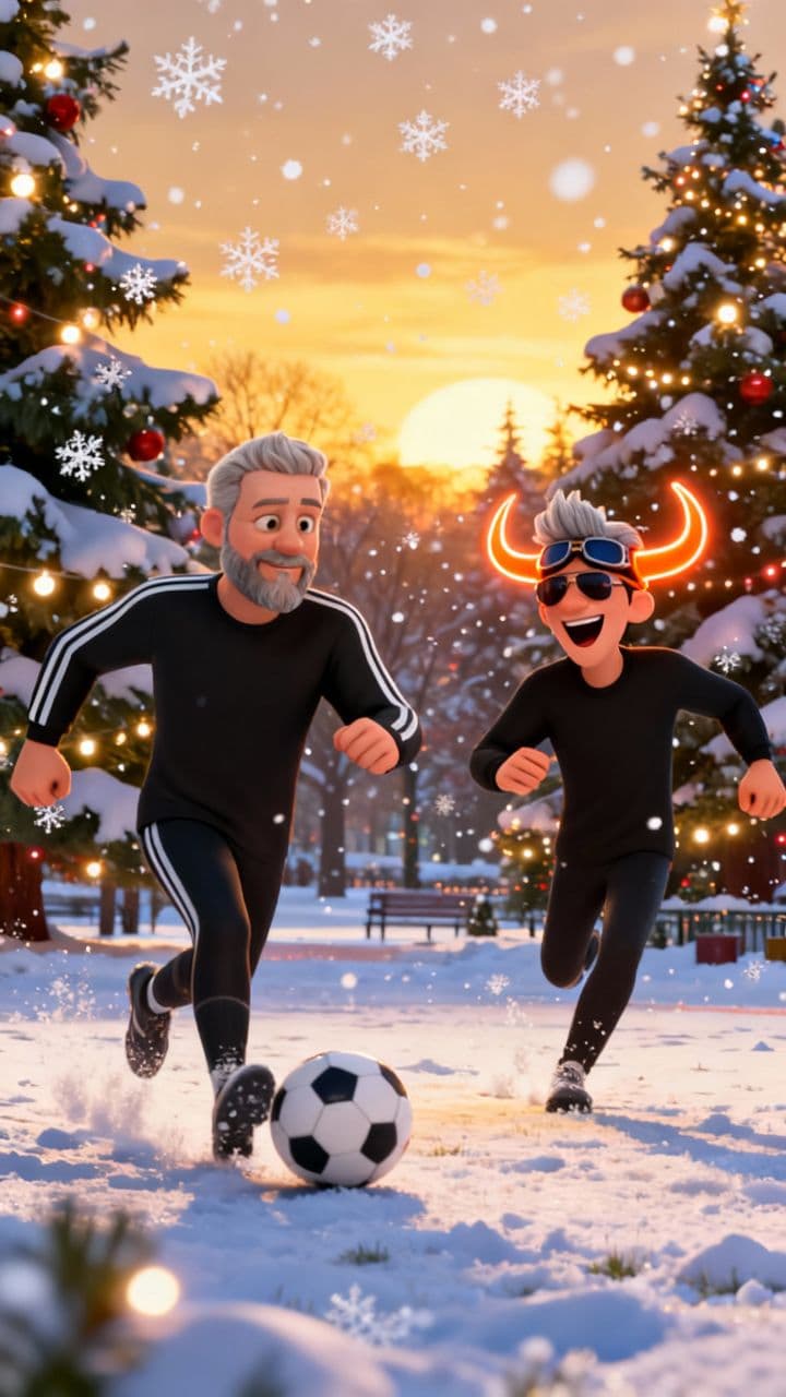 Büffel im Weihnachtsschnee