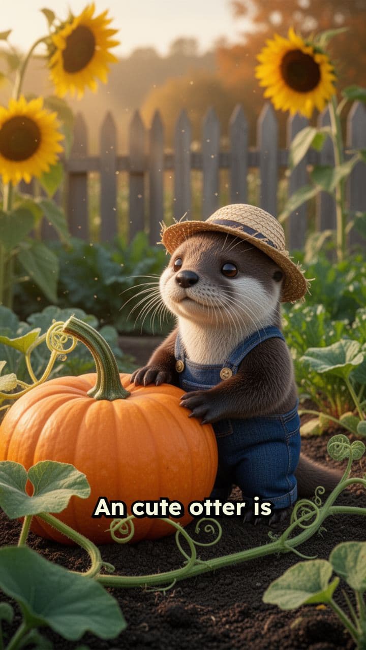 Otter Plants a Pumpkin