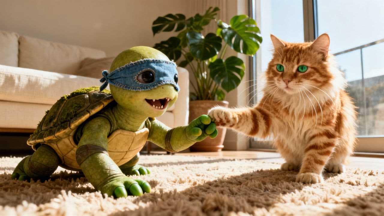 Baby Ninja Turtles and Cute Cats