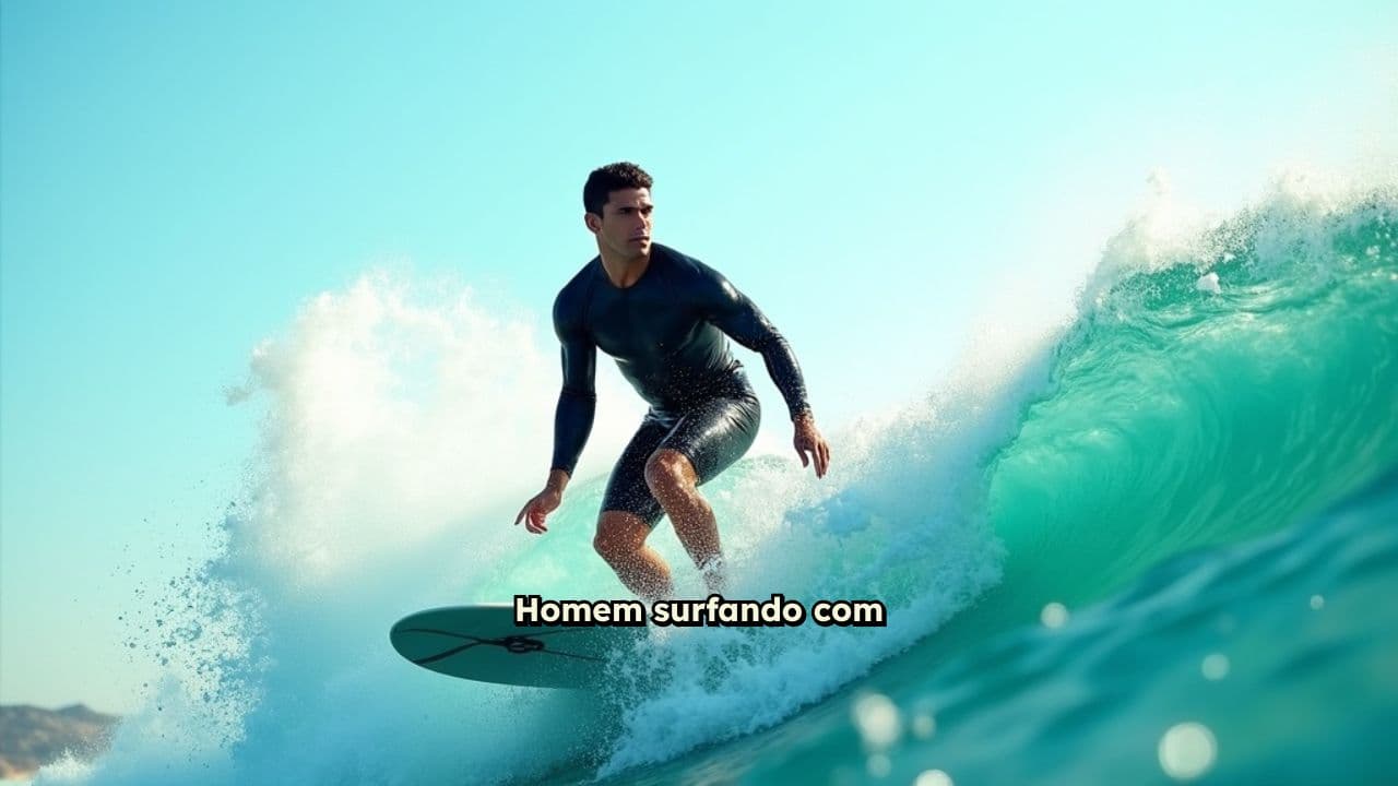 Surfista no mar com prancha