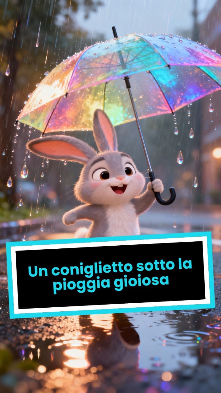Un coniglietto sotto la pioggia gioiosa