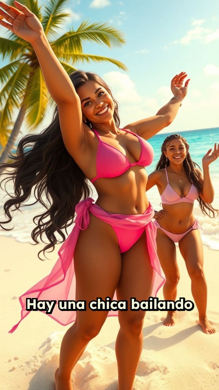 Chica twerking en la playa