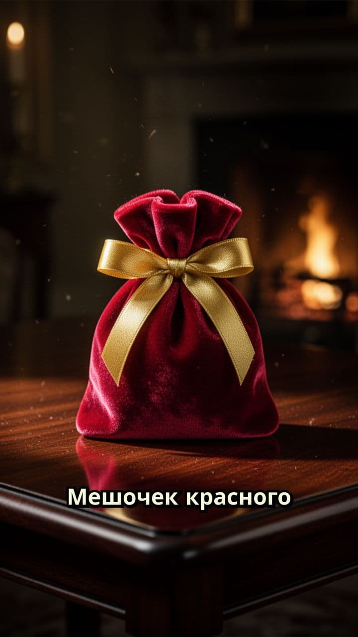 Красный мешочек с золотой лентой