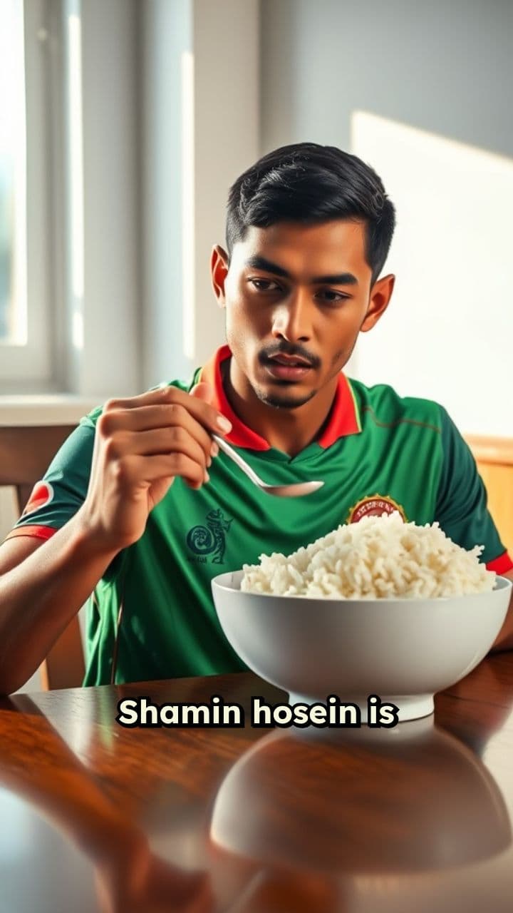 Shamin Hosein Enjoys Rice in Cricket Jersey