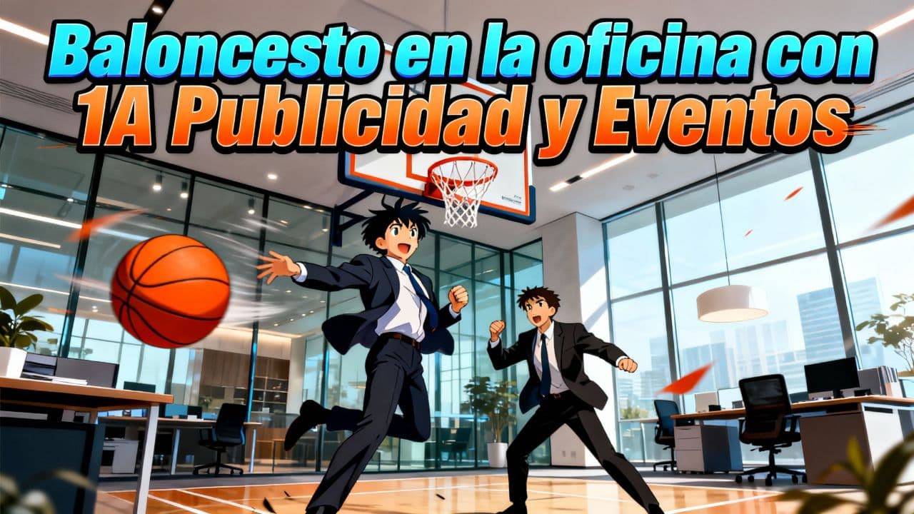 Baloncesto en la oficina con 1A Publicidad y Eventos