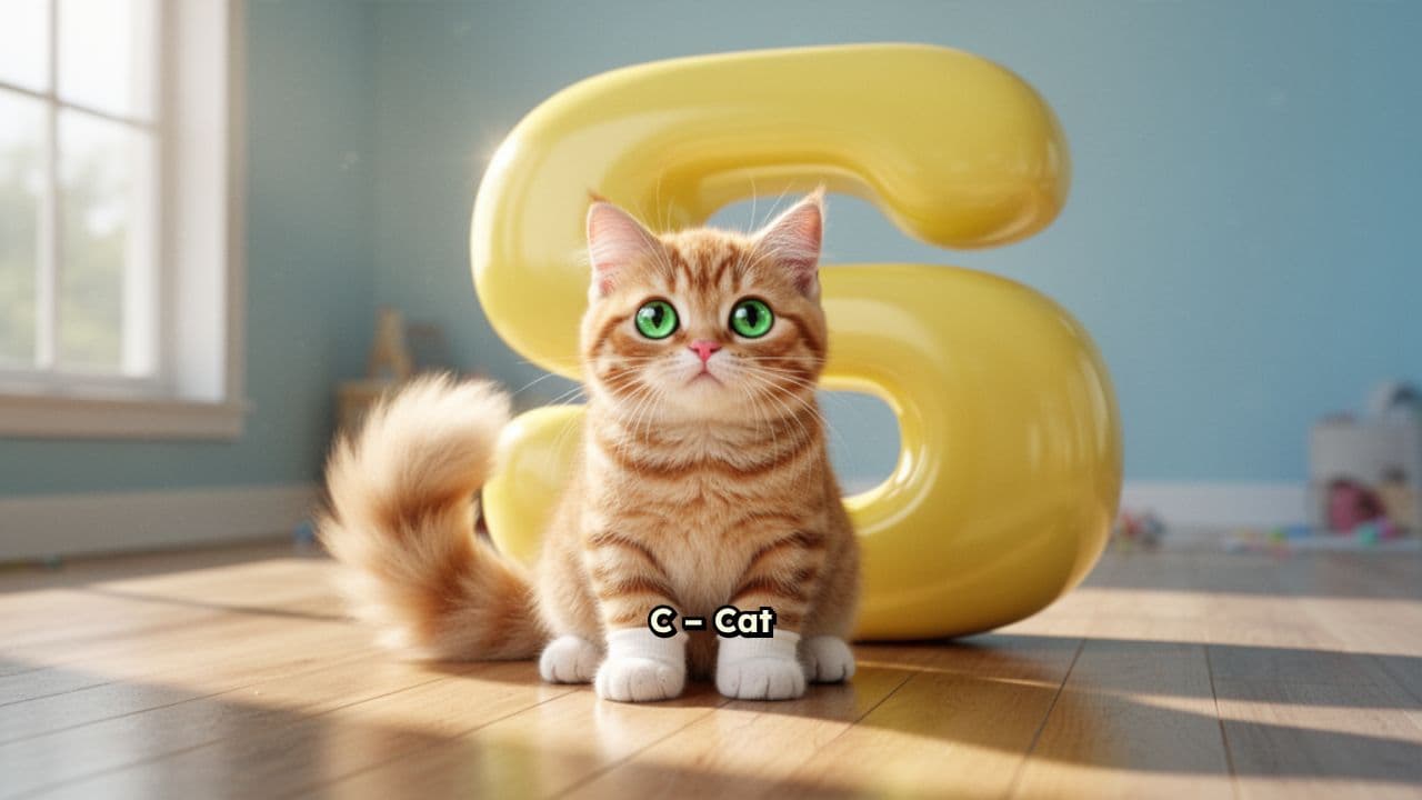 Cute Cat and Letter C