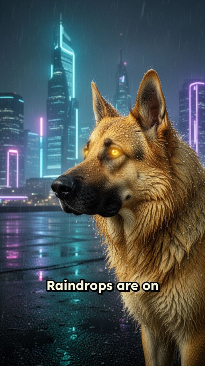 Golden Gaze in the Rain