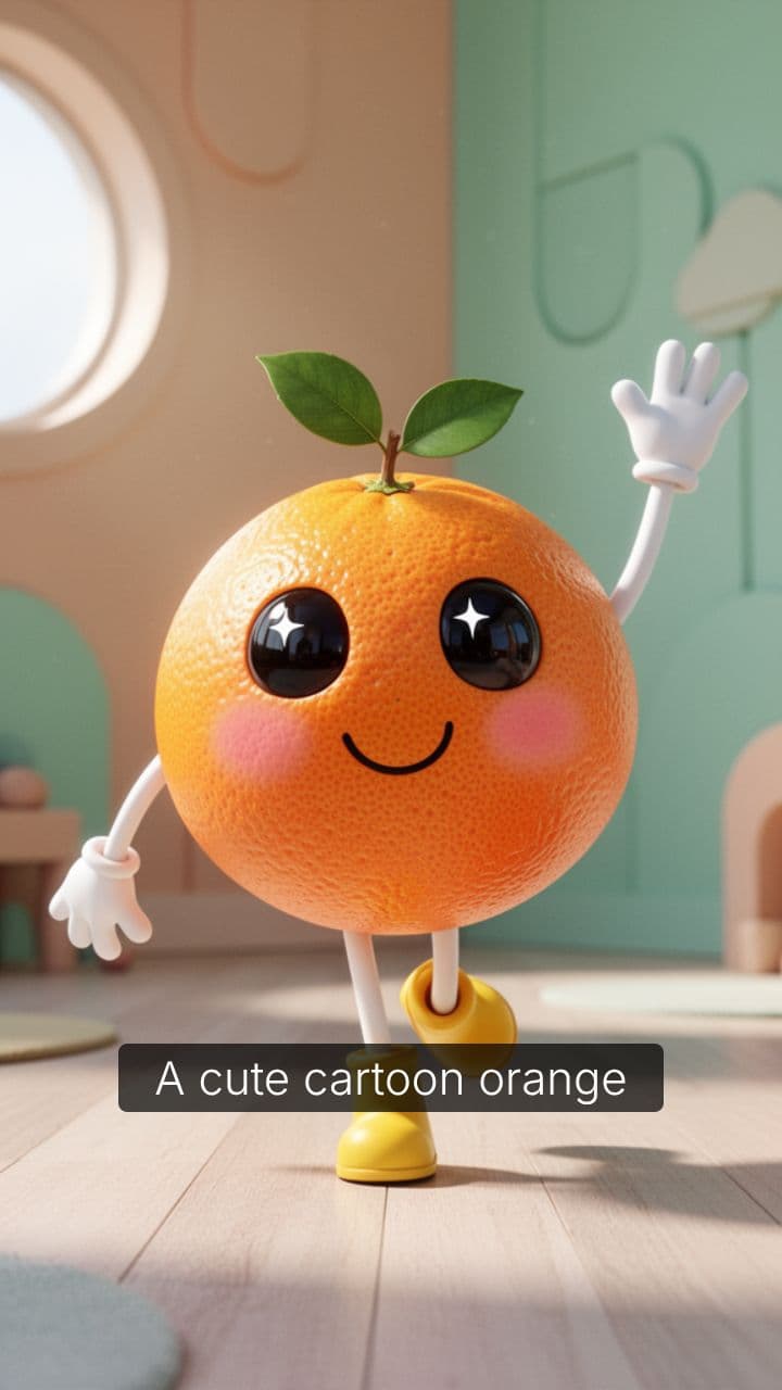 Dancing Kawaii Orange Says Hello