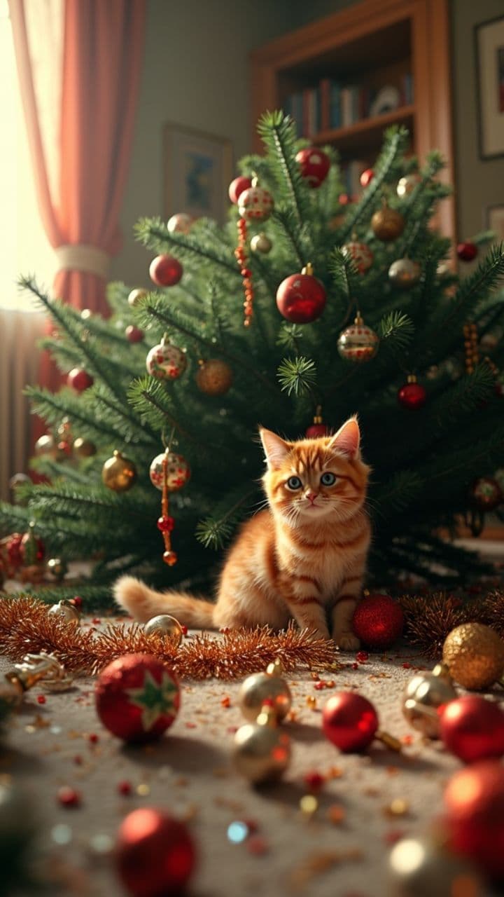 Cat vs. Christmas Tree: A Holiday Disaster