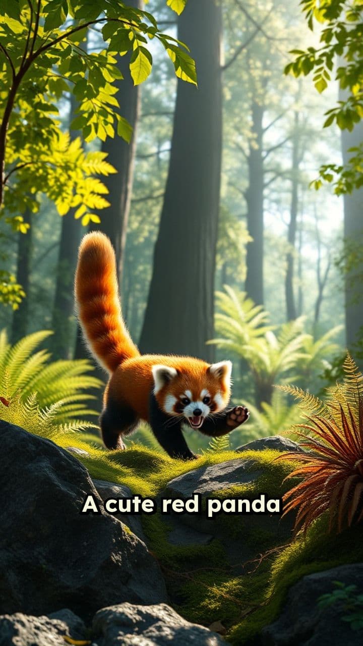 Playful Red Panda in a Vibrant Forest